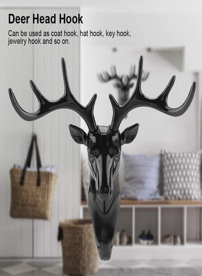 Potency 1 Piece Deer Head Shape Wall Hook Hanger,Antler Hanger,Animals Deer Head Hook Hanger Rack Holder Wall Mount for Home Office Room Décor(Black) - Image 4